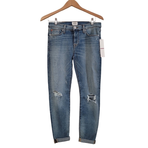 New Hudson Harkin Super Skinny Crop Jeans Size 28 Distressed Light Wash - Picture 2 of 5